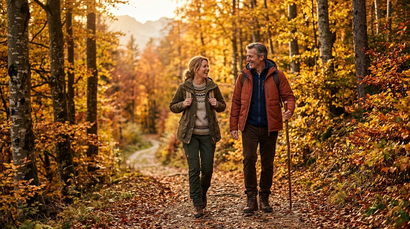 Aktives Paar beim Wandern